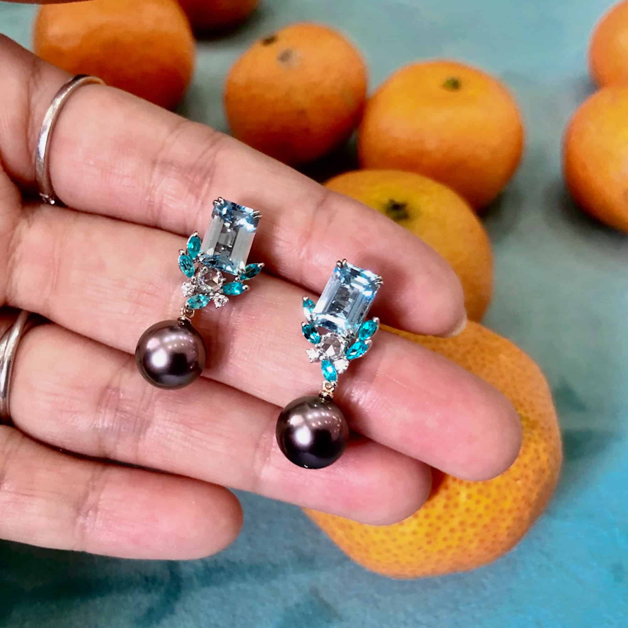 Bespoke Tahitian pearl earrings.