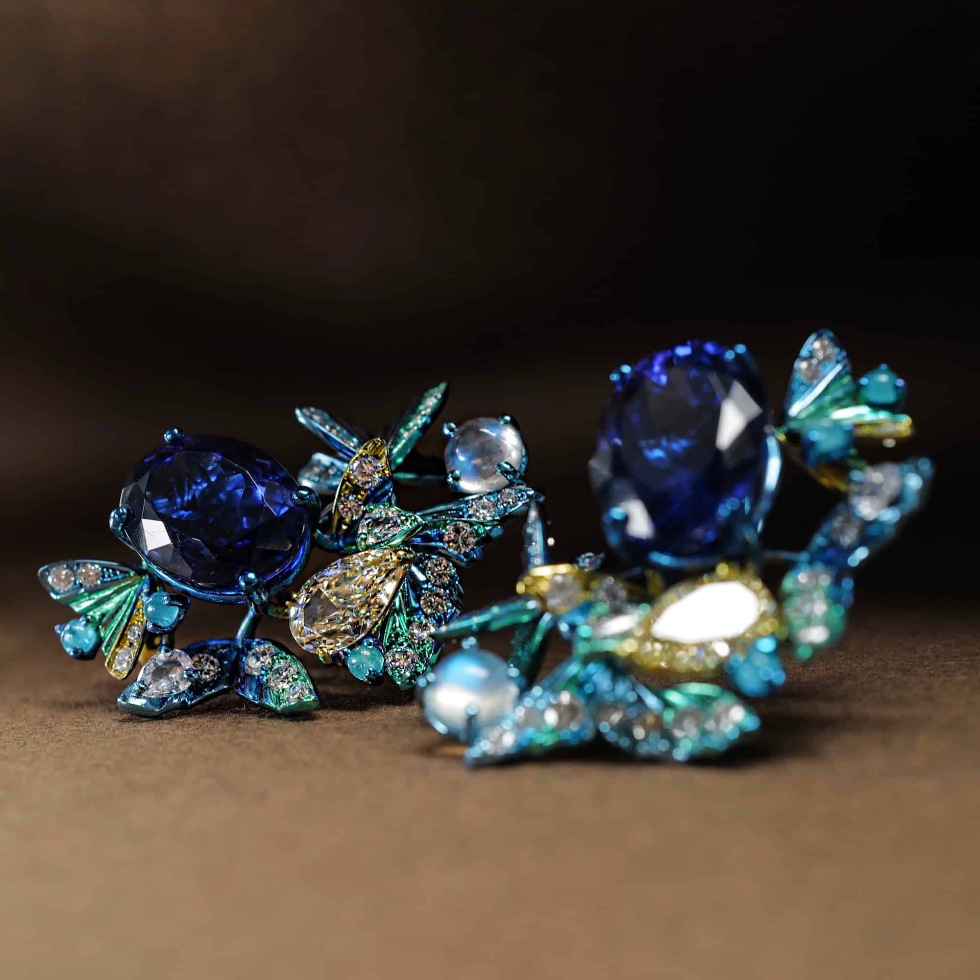 Titanium Earrings with Tanzanites