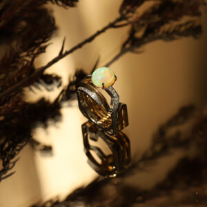 Square Ring with an Opal