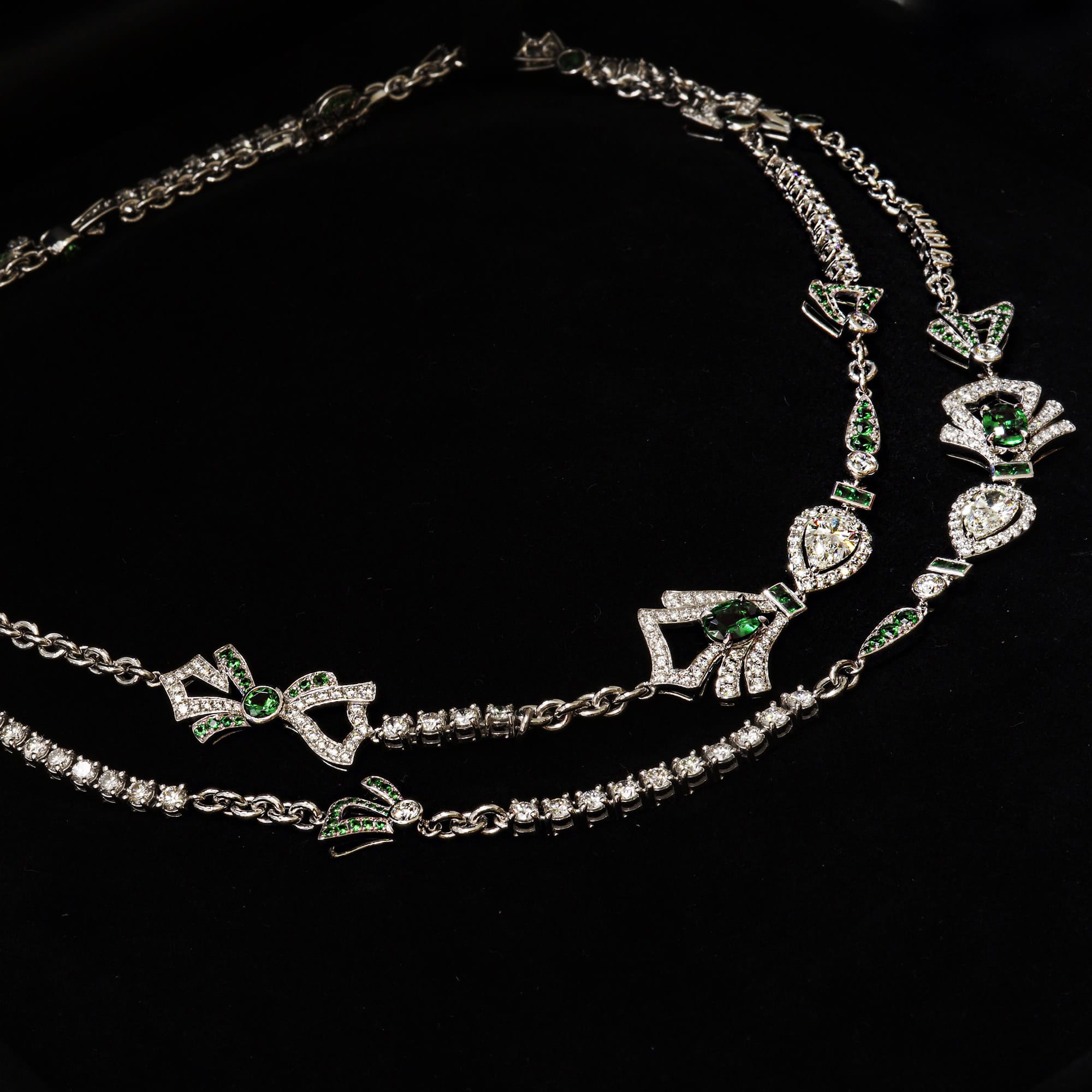 Tsavorite and diamond necklace