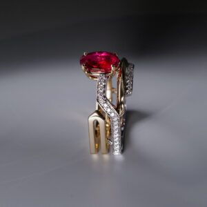 Bespoke Ruby Cosmo Square Ring