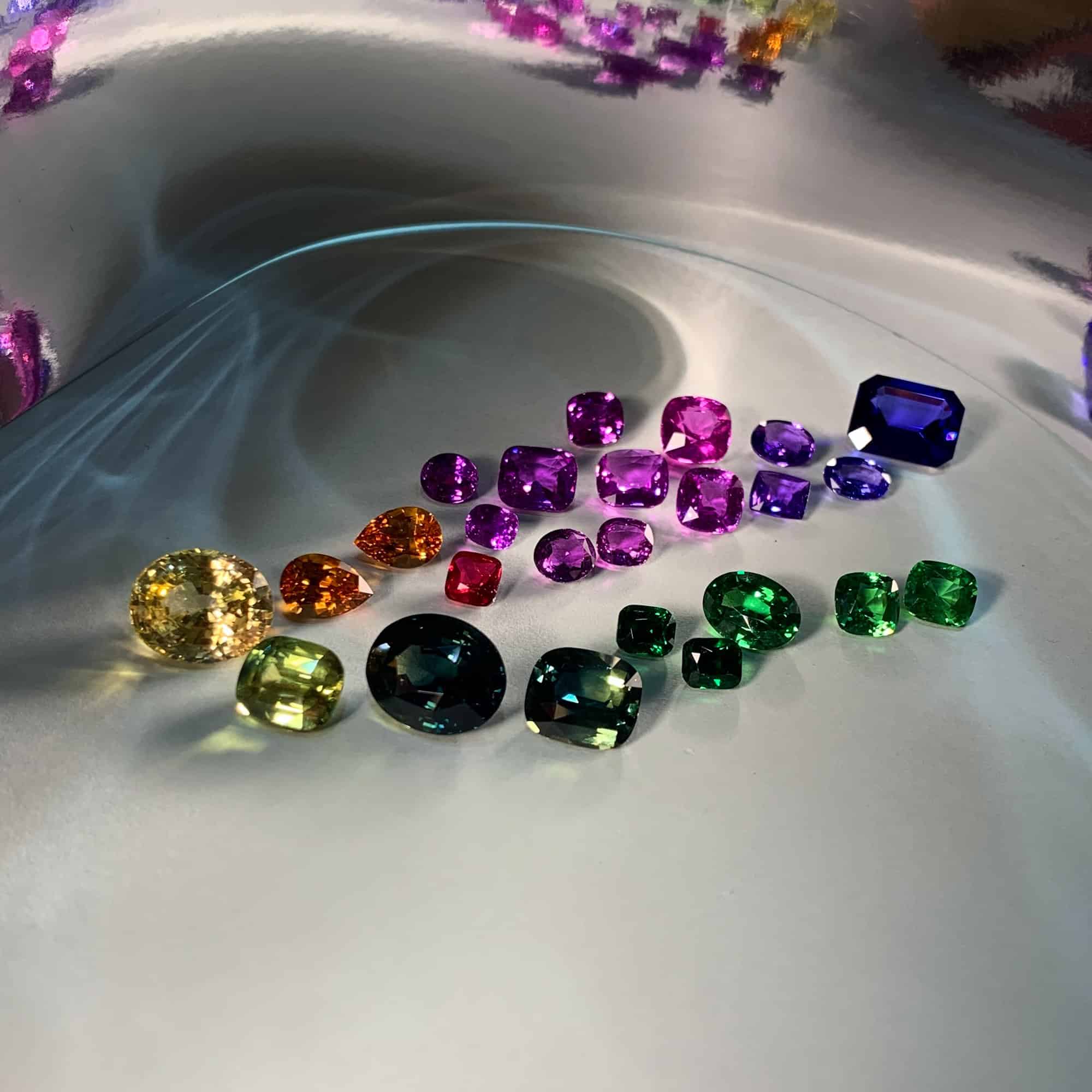 A rainbow of stunning and vivid shades in this mix of coloured gemstones.