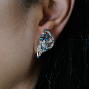 Celestial Butterfly Earrings with Tanzanites and Sapphires