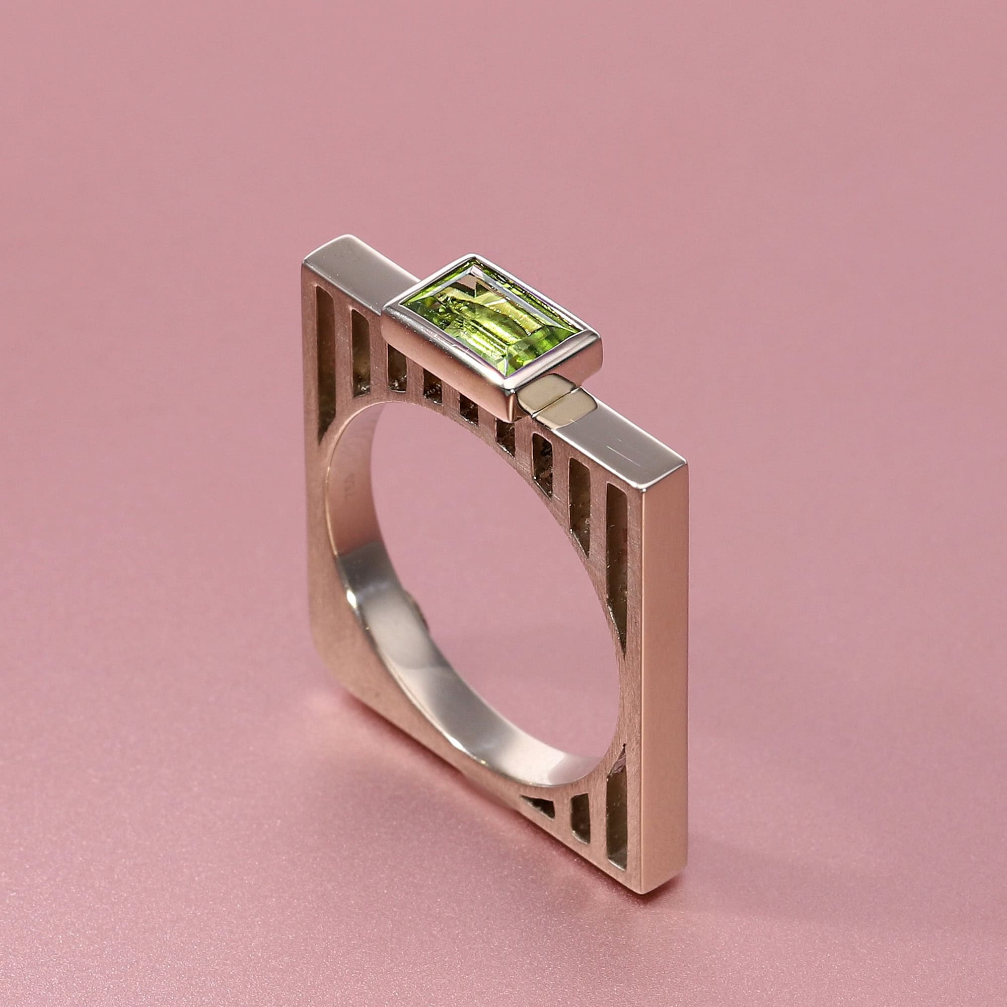 bespoke square custom rings with peridot