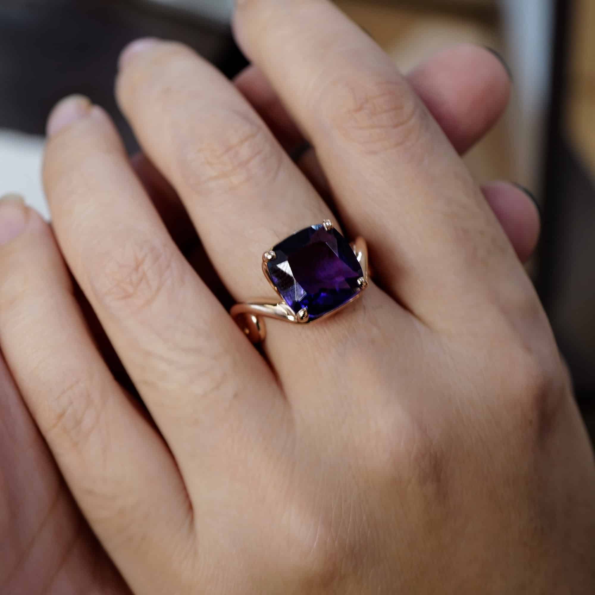 Deep purple amethyst bespoke ring