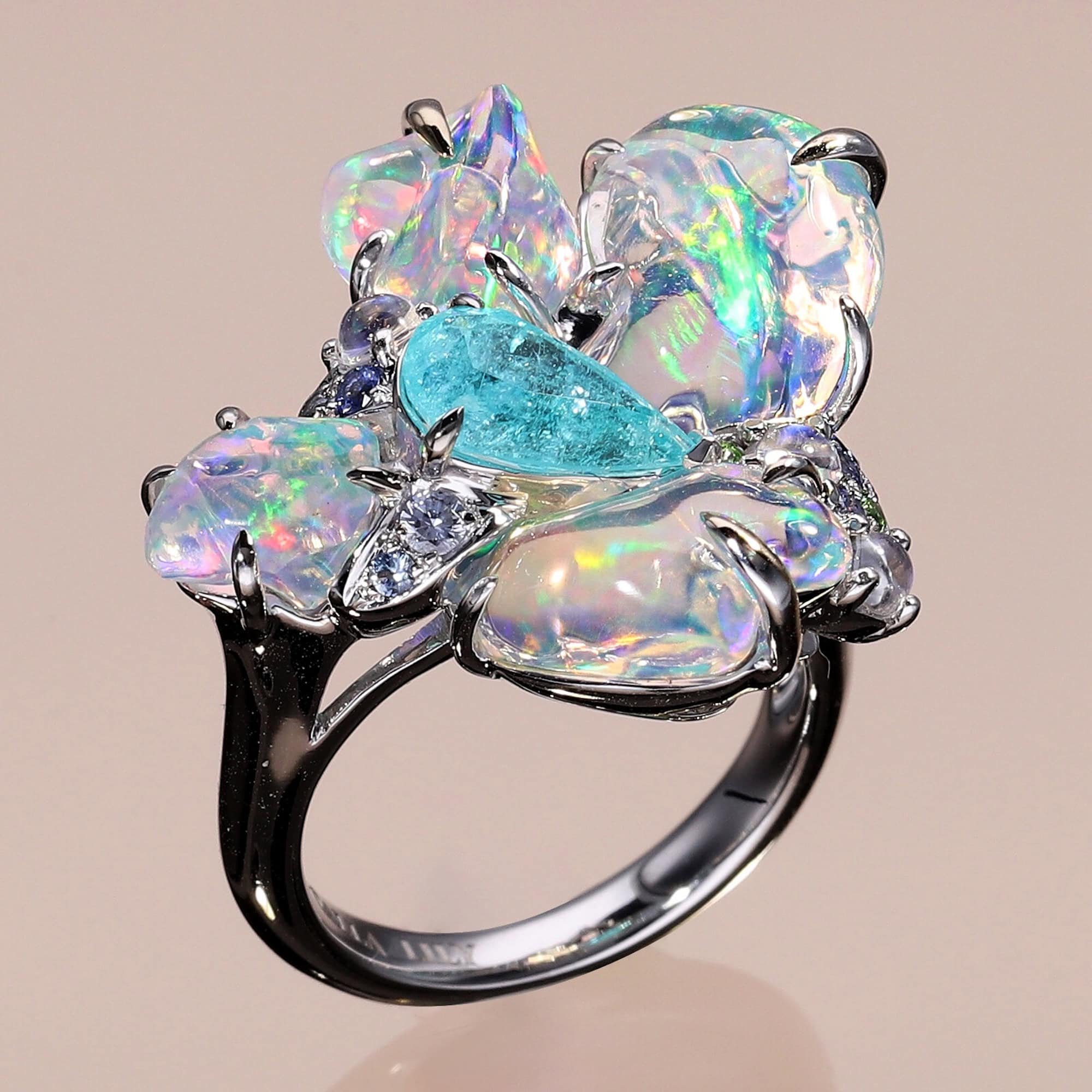 Sublime design made of Paraiba and Mexican water Opals