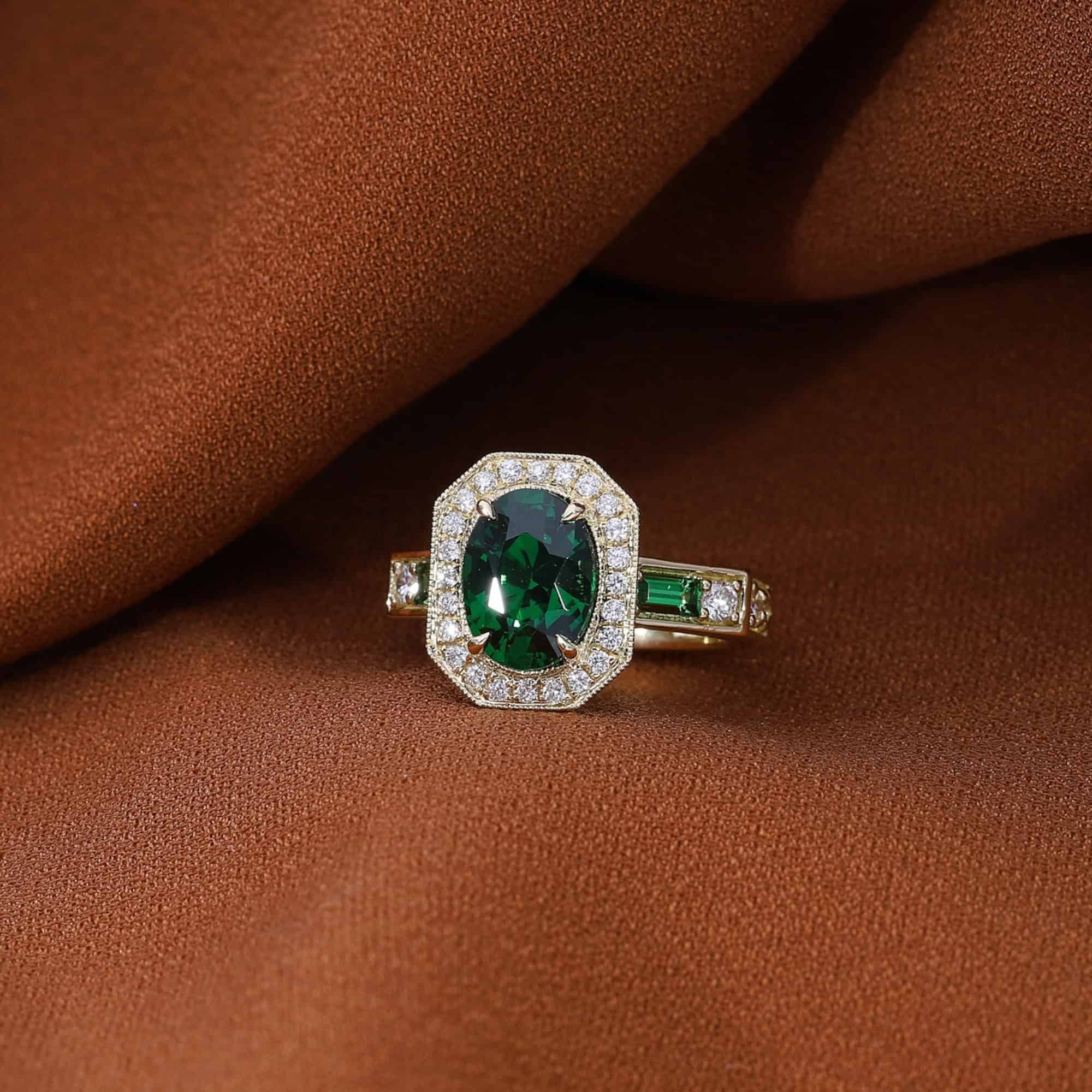 Tsavorite custom engagement ring