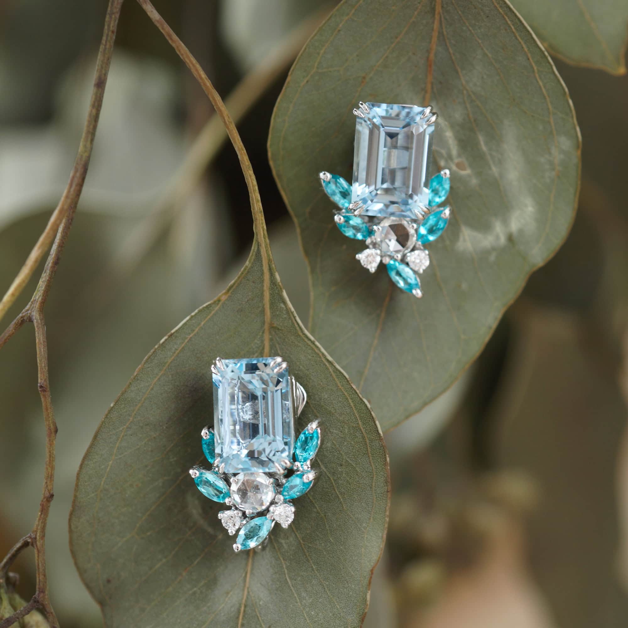 Aquamarine, paraiba and diamond: a heavenly combination