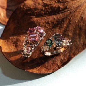 Mixed gemstone bespoke rings