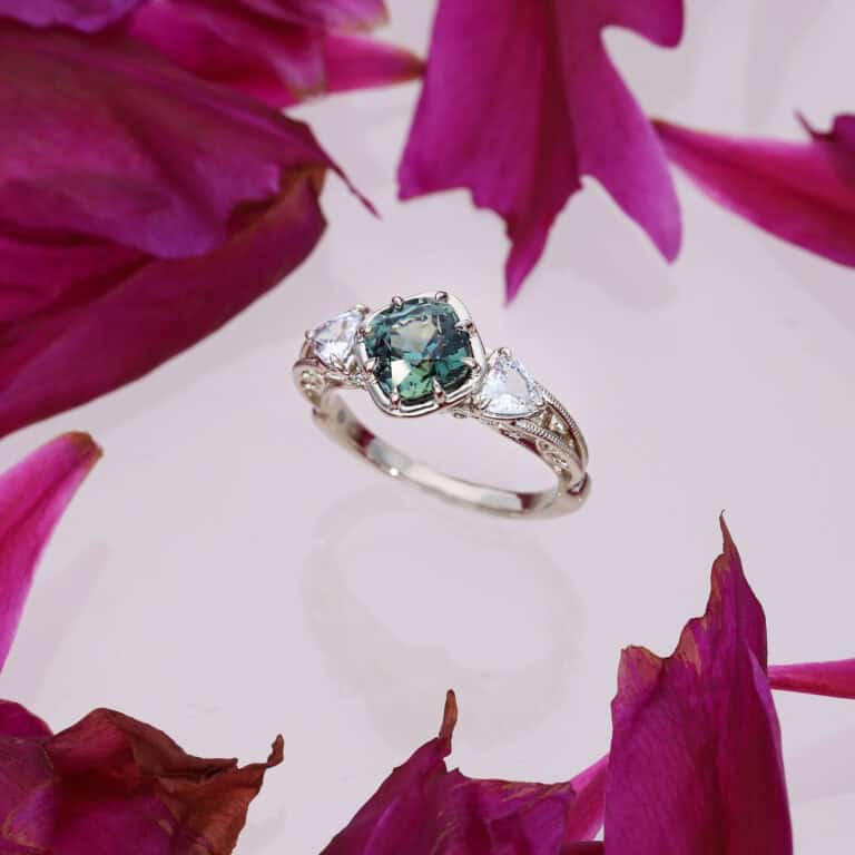 Teal Sapphire Bespoke Engagement Ring