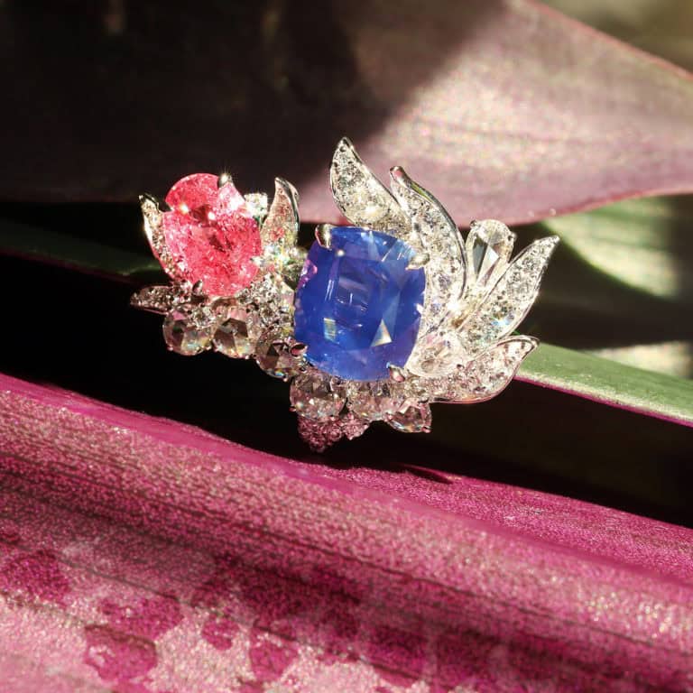 Colour-change and Padparadscha Sapphire Ring