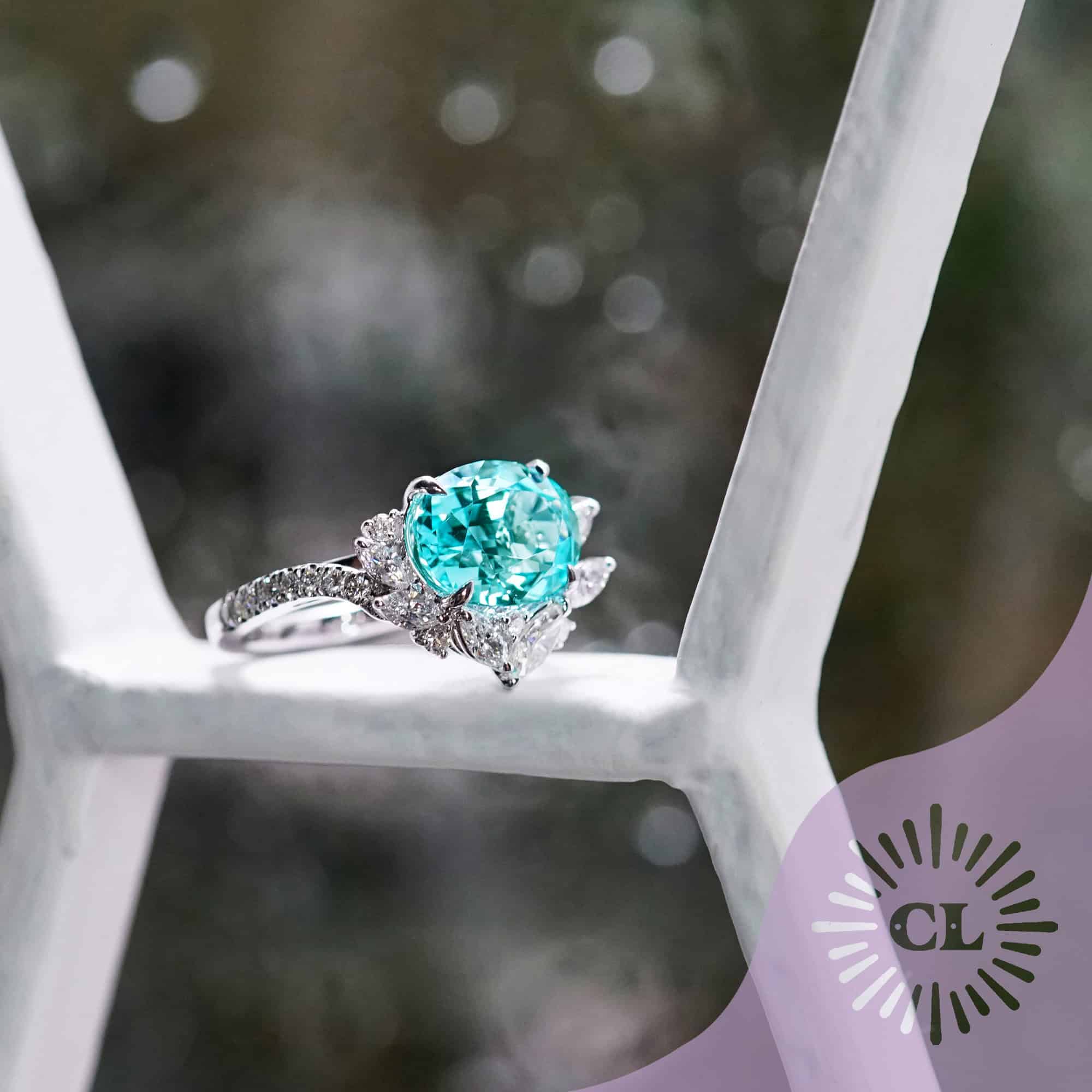 Paraiba and Diamond ring