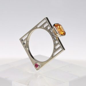 Our Signature Square Ring with an Octagonal Mandarin Garnet