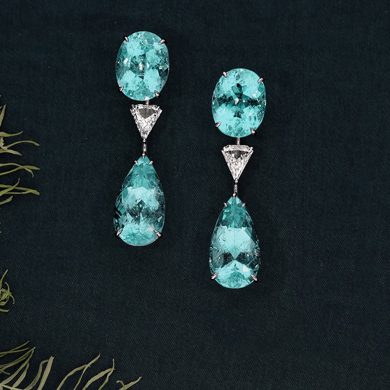 Paraiba and Diamond earrings