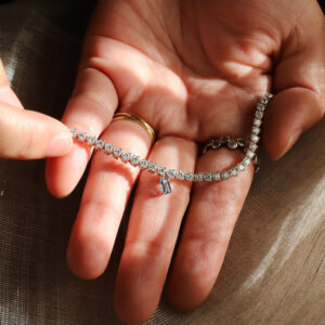 Bespoke Diamond Bracelet with Aquamarine