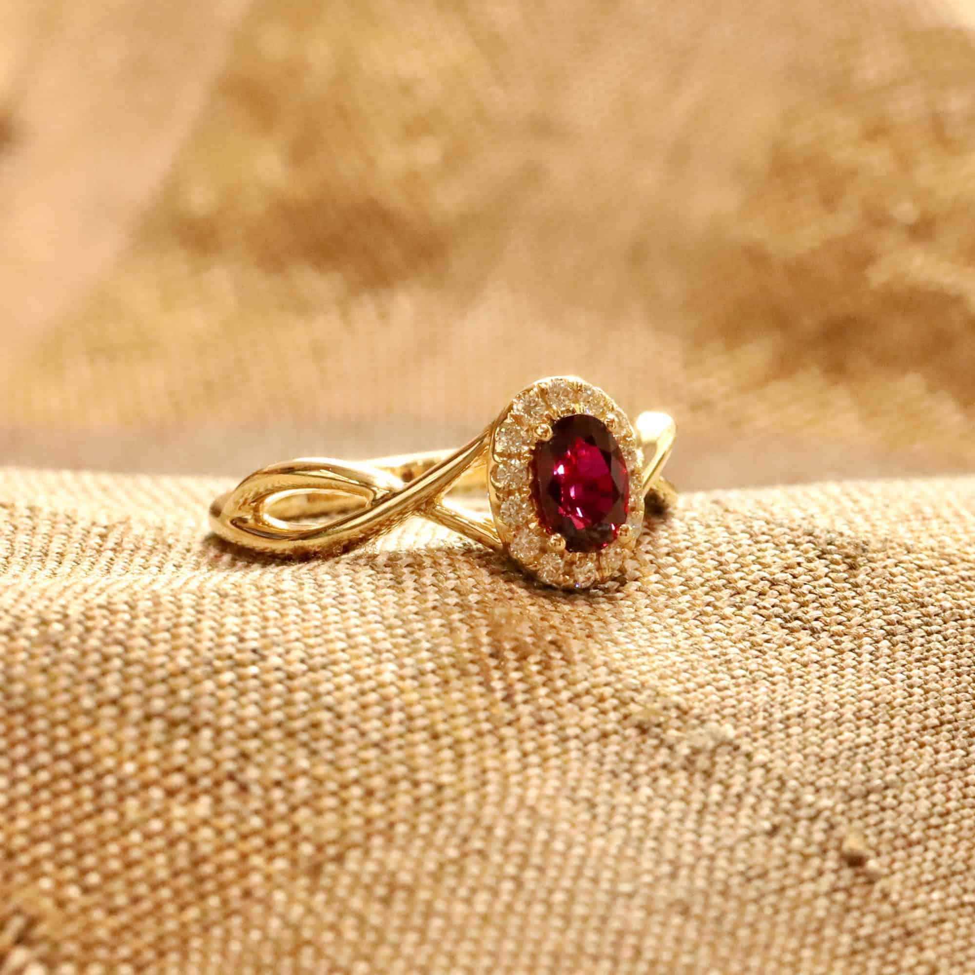 Custom made ruby ring in a timeless style.