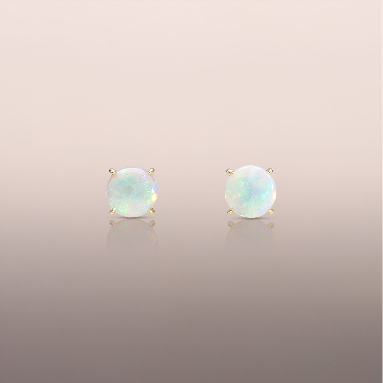 Yellow Gold Opal Earring Studs