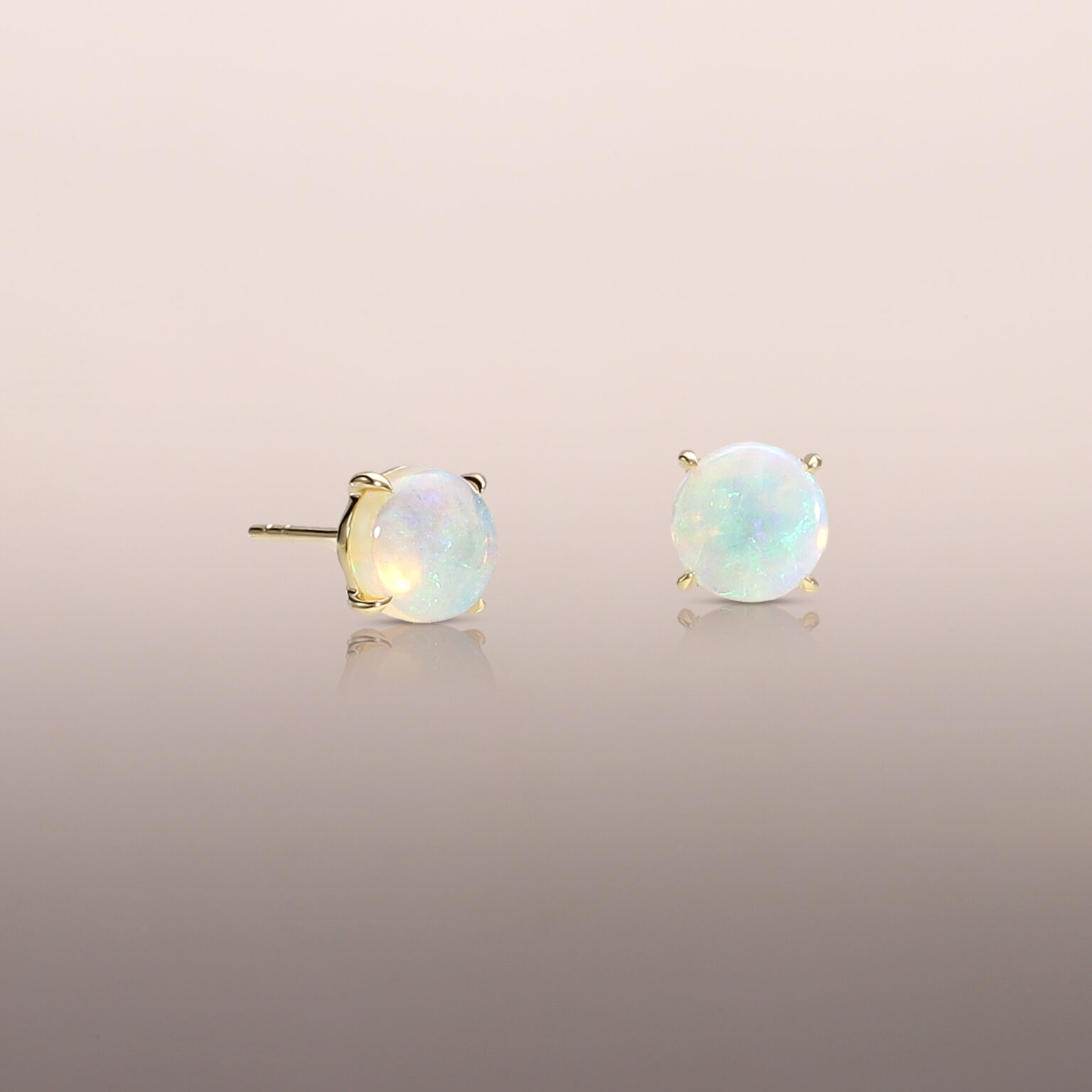 Yellow Gold Opal Earring Studs