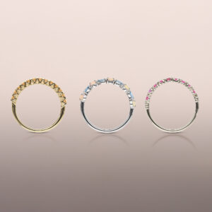 Natural White Gold pink spinel 1/2 eternity ring