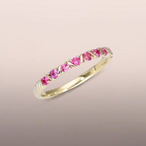 Natural White Gold pink spinel 1/2 eternity ring