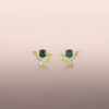 Green Sapphire Earring Studs with Yellow Sapphire Jackets