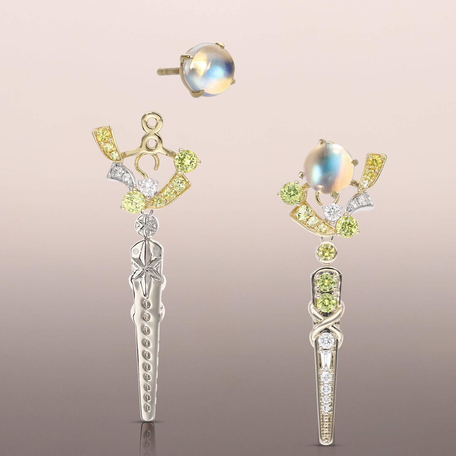 White Gold Aquamarine and Diamond Earring Jackets