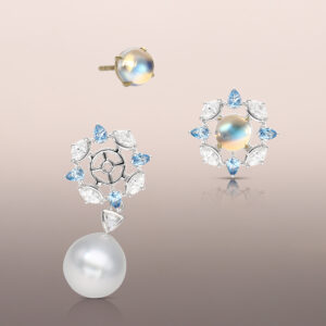 White Gold Aquamarine and Diamond Earring Jackets