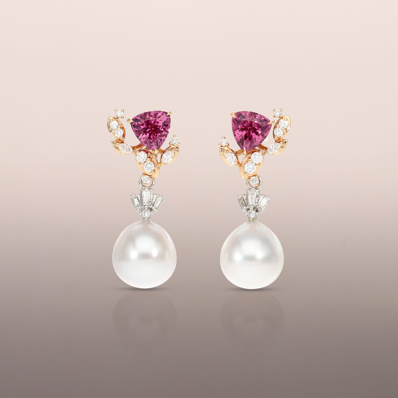 Pearl drops with diamonds