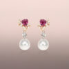 Pearl drop earrings with tapered baguette diamonds