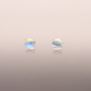 Yellow Gold Rainbow Moonstone Earring Studs