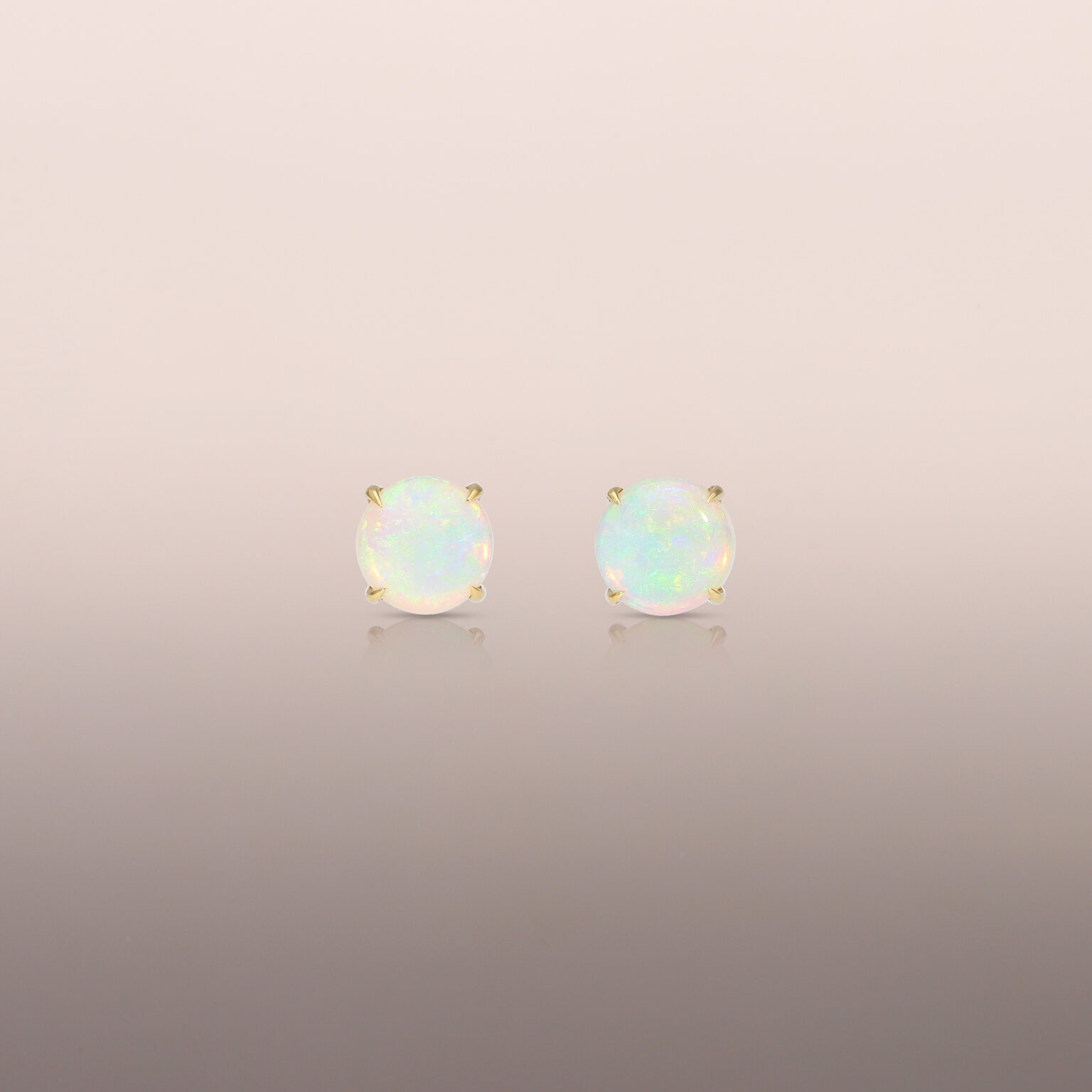 Yellow Gold Opal Earring Studs