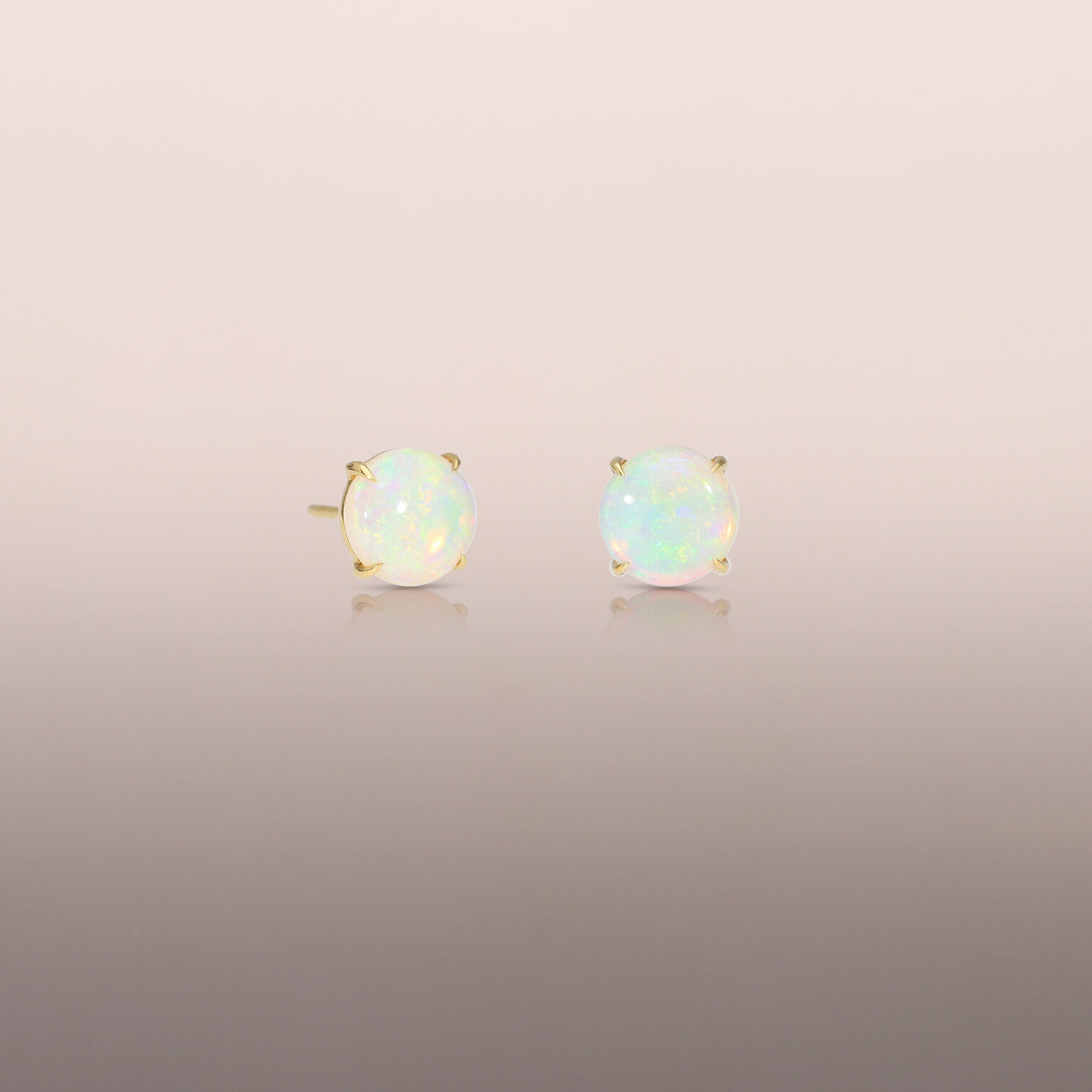 Yellow Gold Opal Earring Studs