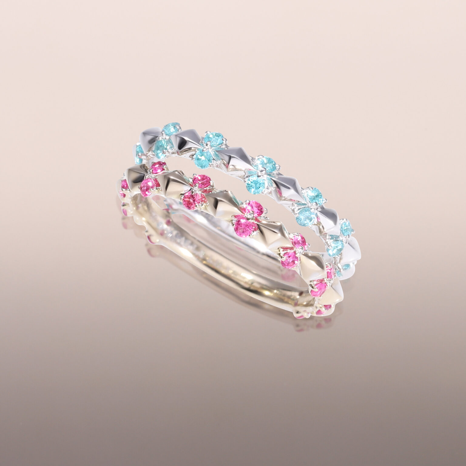 Natural White Gold Pink Spinel Ring