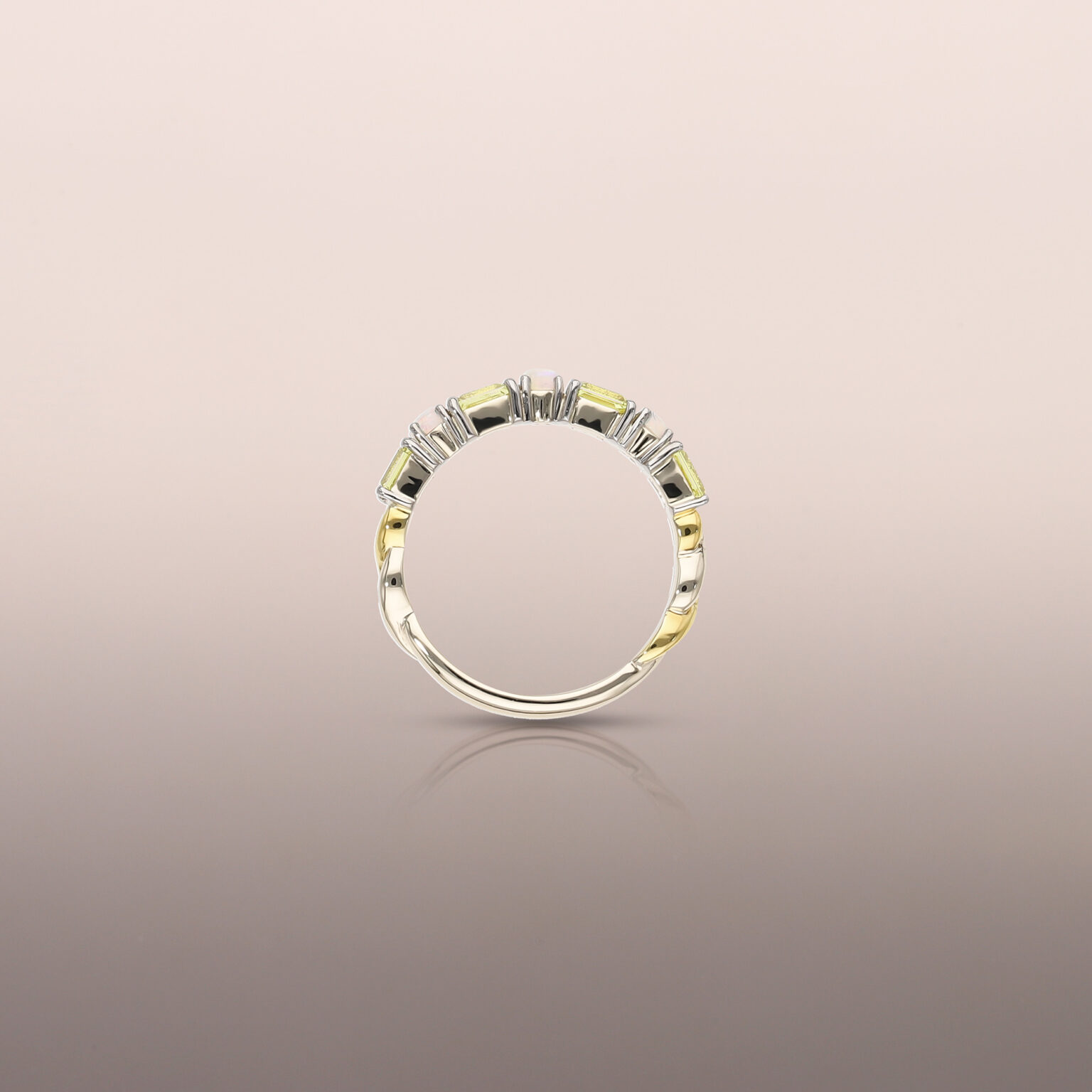 Yellow Sapphire and Opal Stack Ring