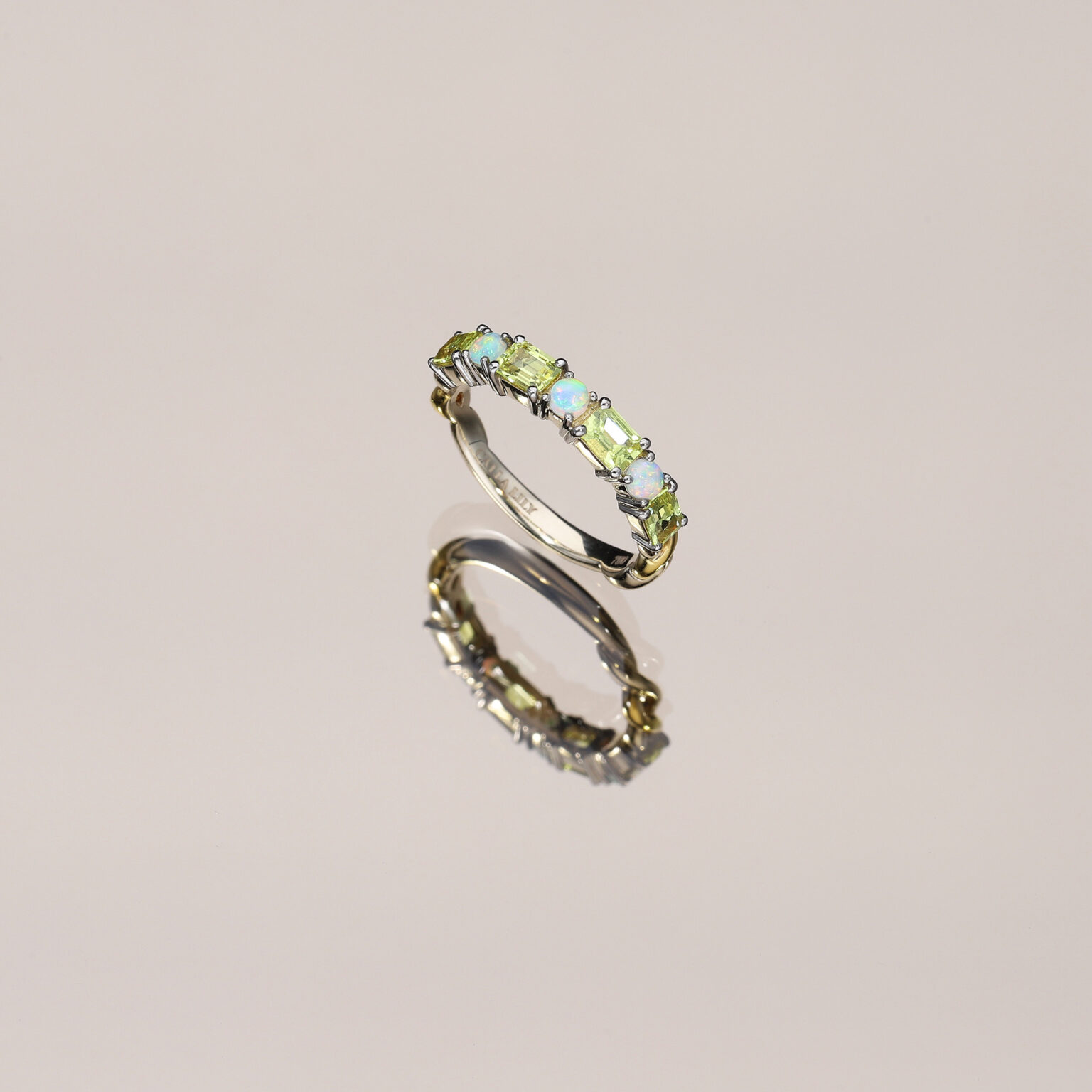 Yellow Sapphire and Opal Stack Ring