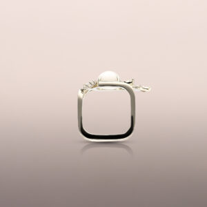 18k Natural White Gold Moonstone Square Ring