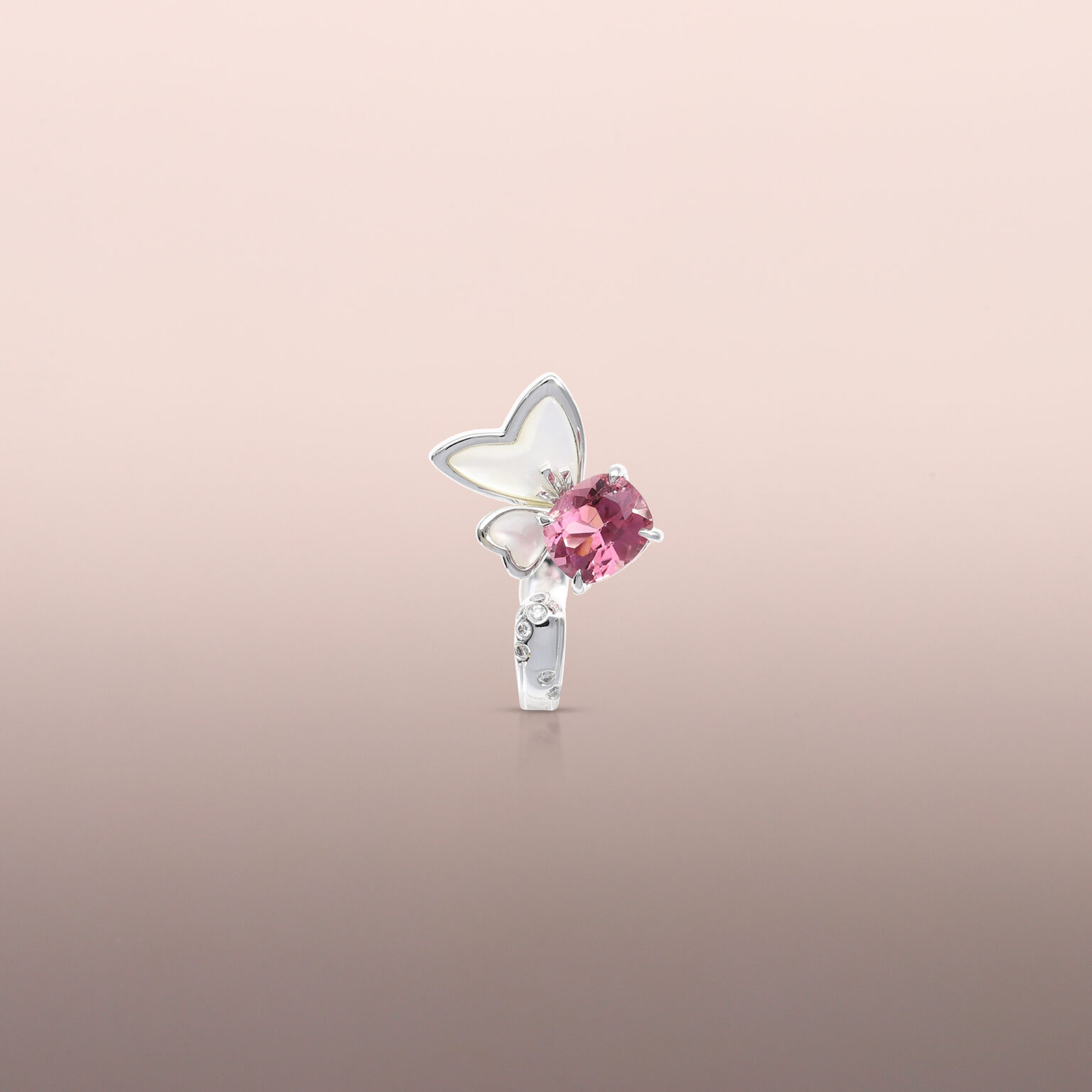 Mother-of-Pearl Butterfly Square Ring