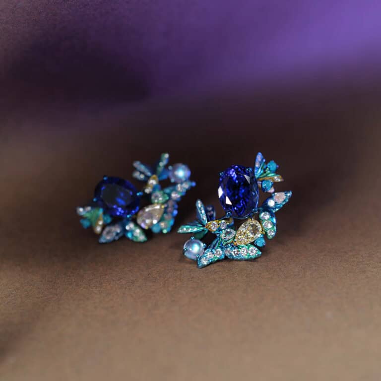 Titanium Earrings with Tanzanites